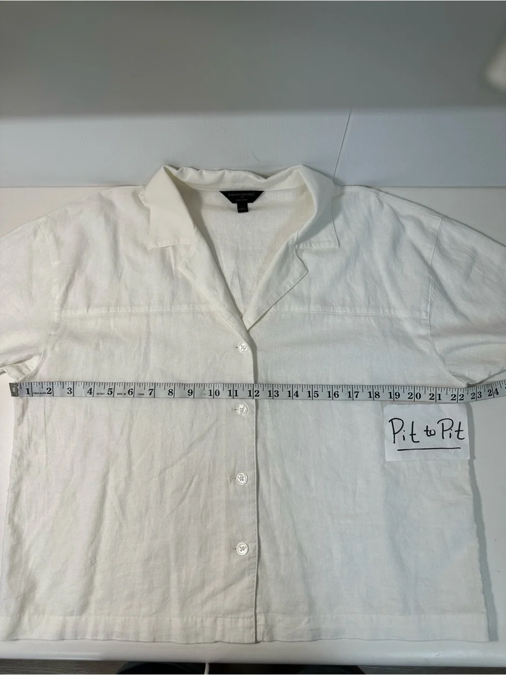 Banana Republic Linen blend White Casual collar Button-Down boxy Shirt Sz M